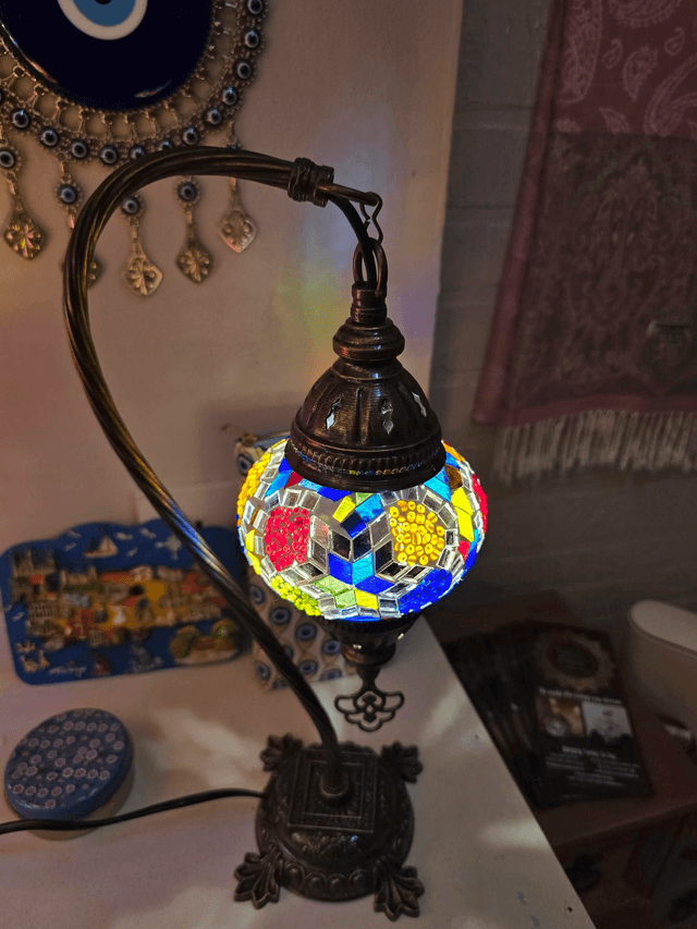 Small Mosaic Swanneck Table Lamp