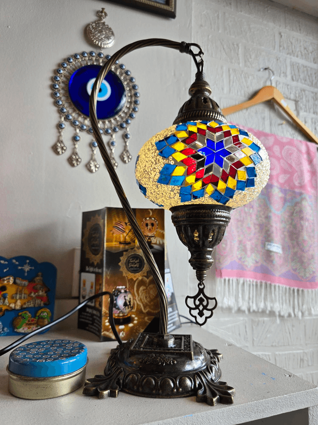 Large Mosaic Swanneck Table Lamp