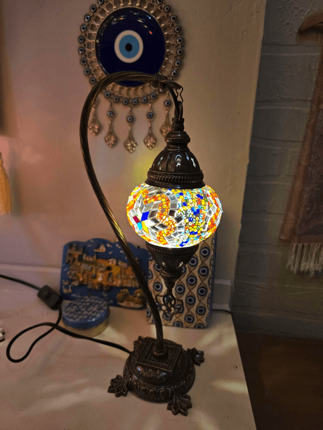 Small Mosaic Swanneck Table Lamp