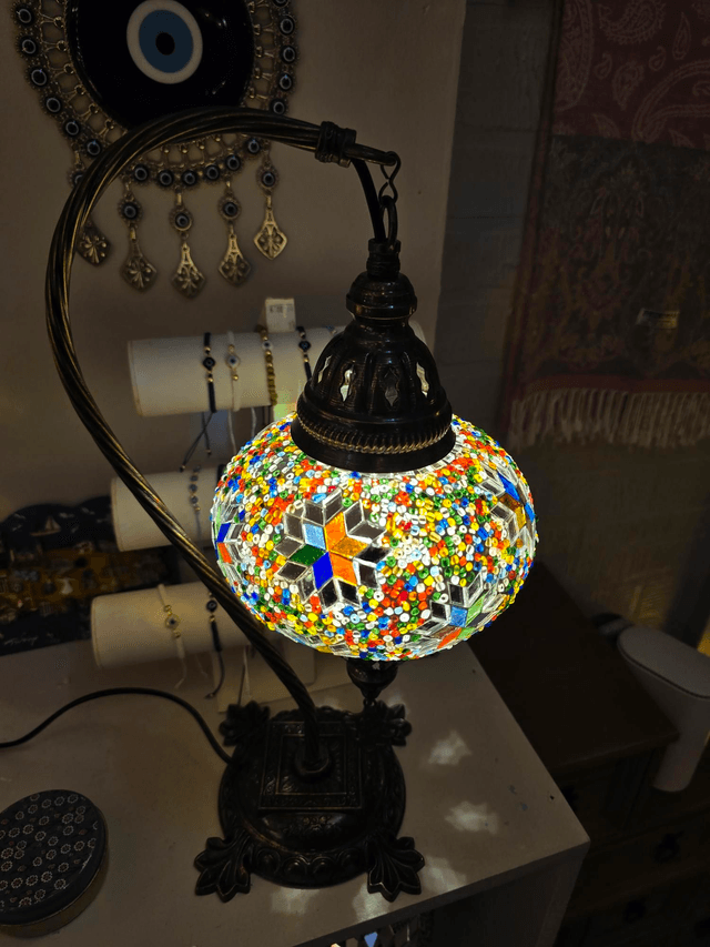 Large Mosaic Swanneck Table Lamp