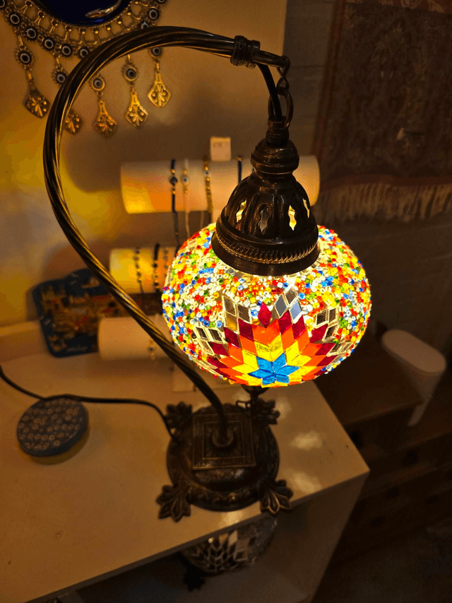 Large Mosaic Swanneck Table Lamp