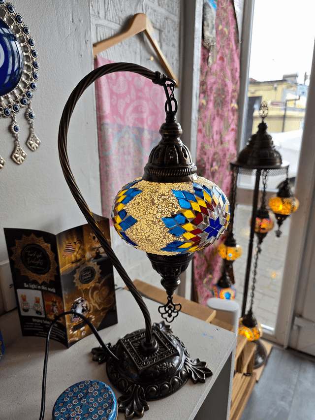 Large Mosaic Swanneck Table Lamp