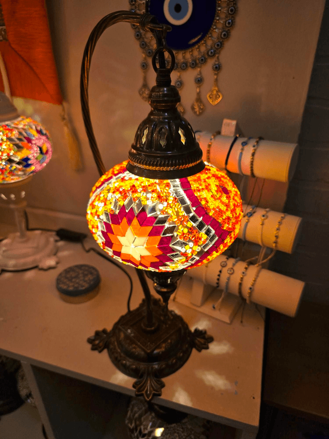 Large Mosaic Swanneck Table Lamp