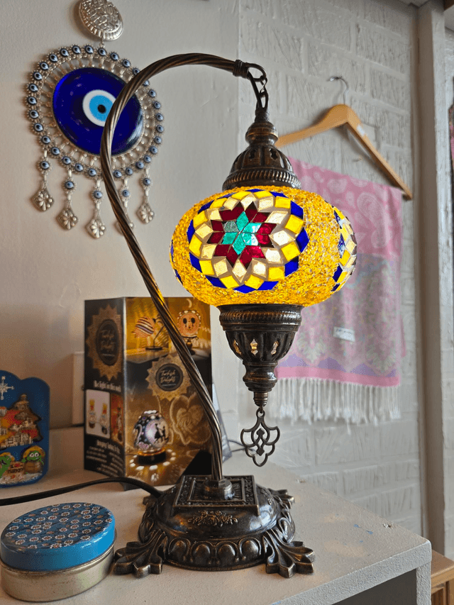 Large Mosaic Swanneck Table Lamp