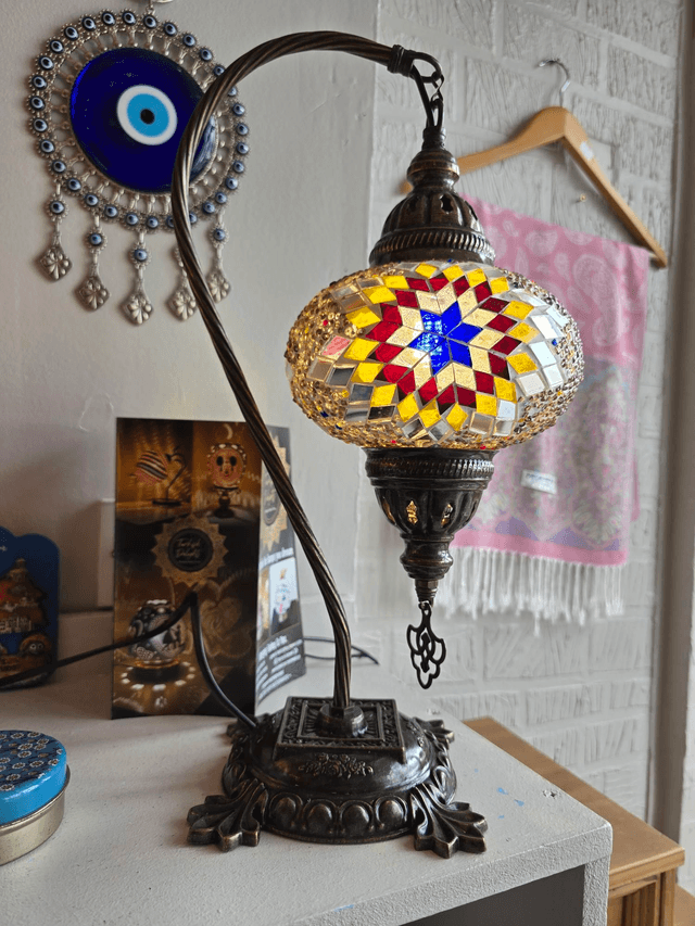 Large Mosaic Swanneck Table Lamp