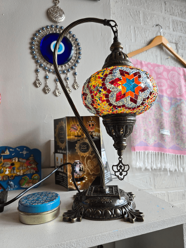 Large Mosaic Swanneck Table Lamp
