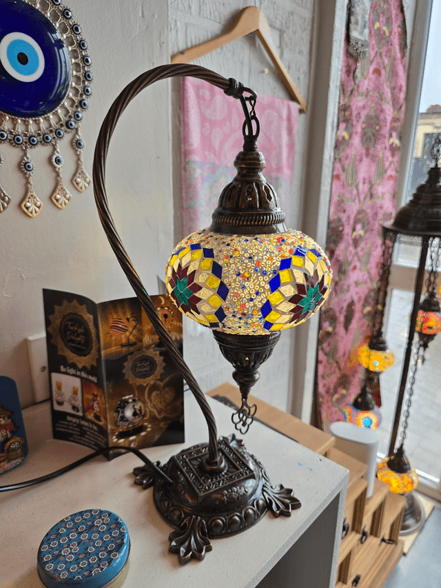 Large Mosaic Swanneck Table Lamp