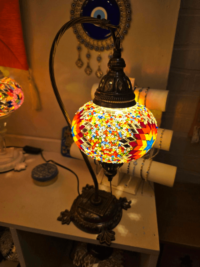 Large Mosaic Swanneck Table Lamp