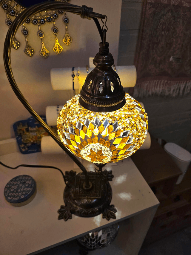 Large Mosaic Swanneck Table Lamp