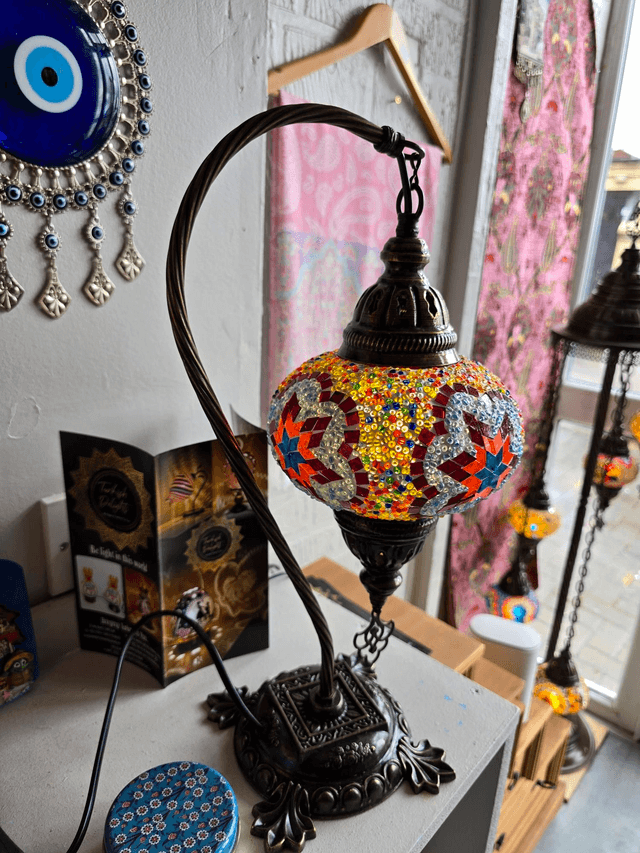 Large Mosaic Swanneck Table Lamp