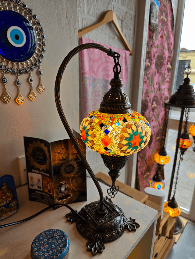 Large Mosaic Swanneck Table Lamp
