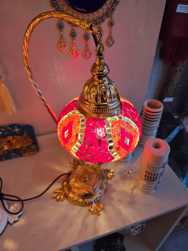 Large Mosaic Swanneck Table Lamp