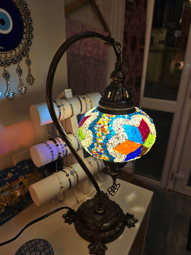 Large Mosaic Swanneck Table Lamp