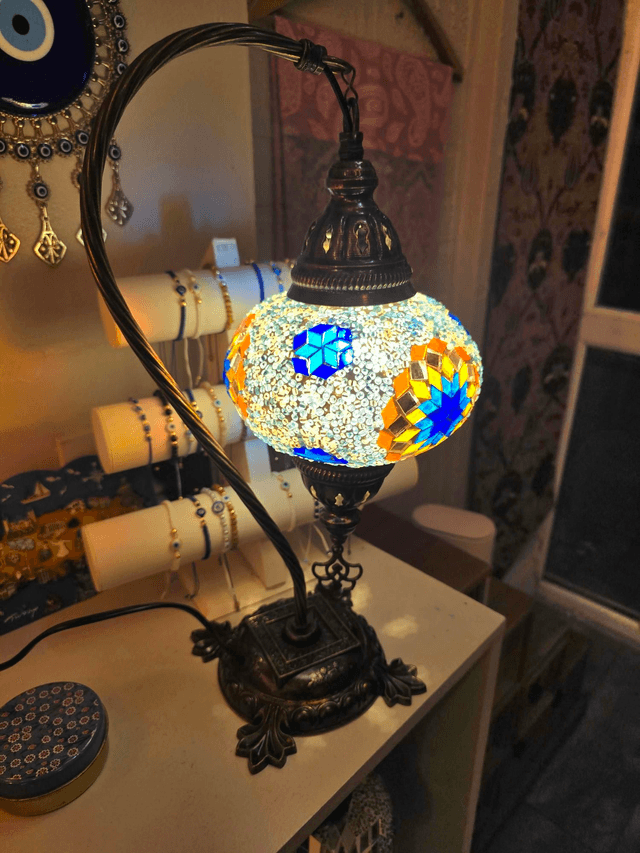 Large Mosaic Swanneck Table Lamp