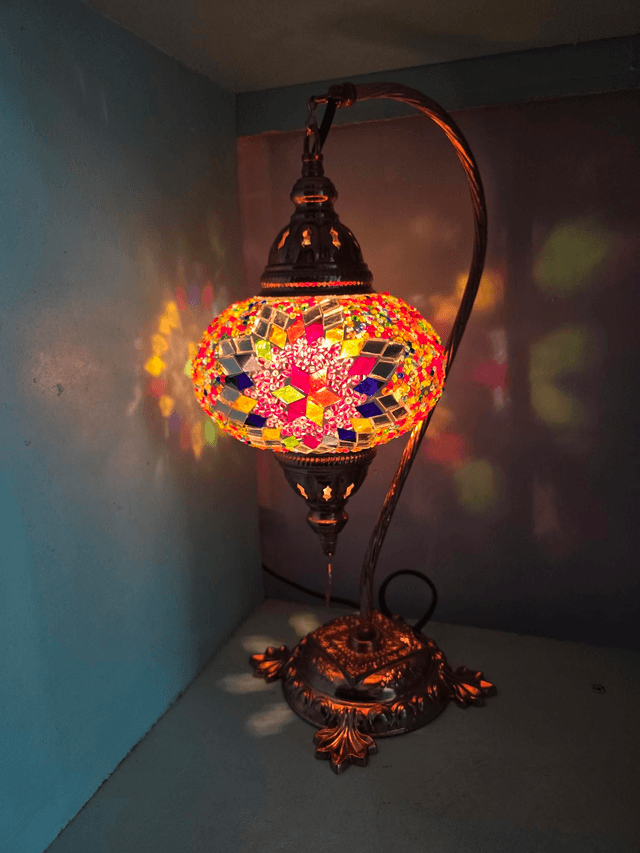 Large Mosaic Swanneck Table Lamp