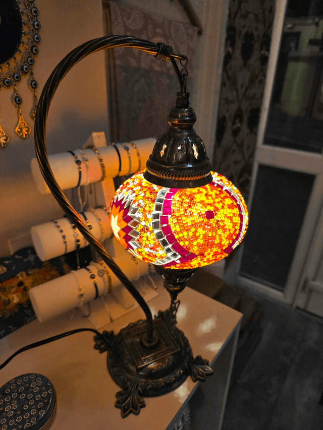 Large Mosaic Swanneck Table Lamp