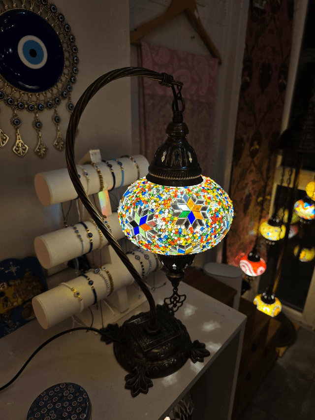 Large Mosaic Swanneck Table Lamp