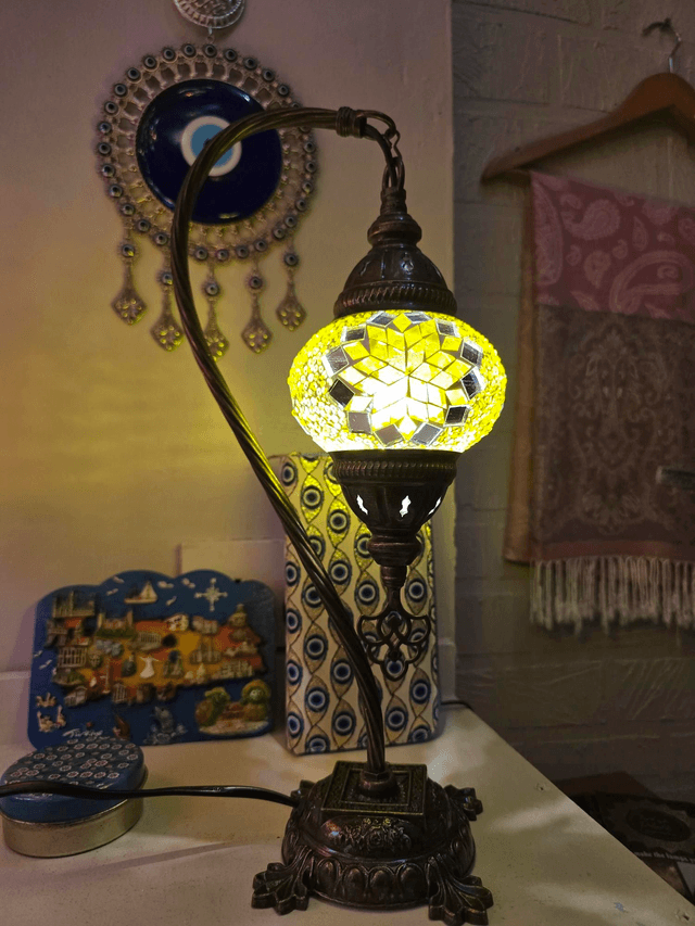 Small Mosaic Swanneck Table Lamp