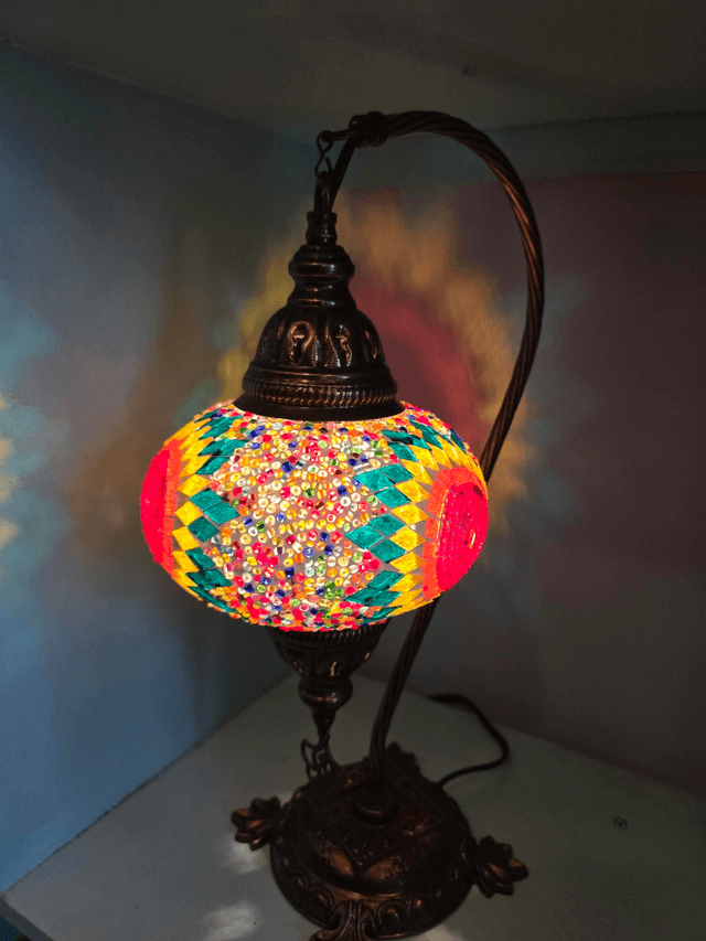 Large Mosaic Swanneck Table Lamp