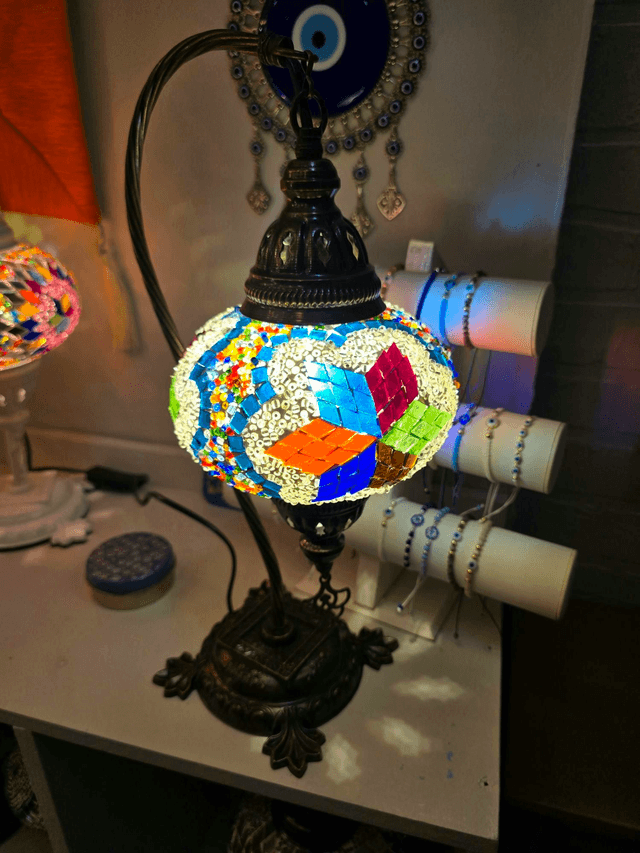 Large Mosaic Swanneck Table Lamp