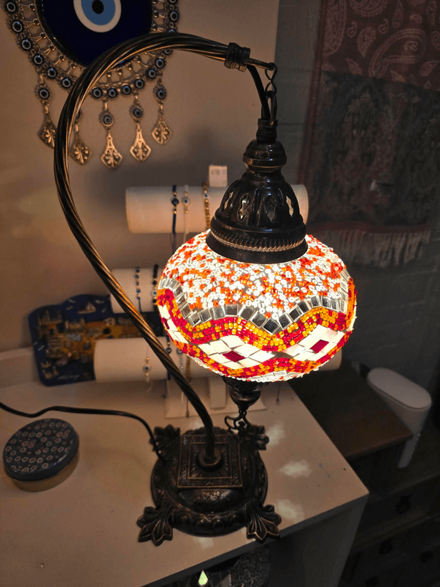 Large Mosaic Swanneck Table Lamp