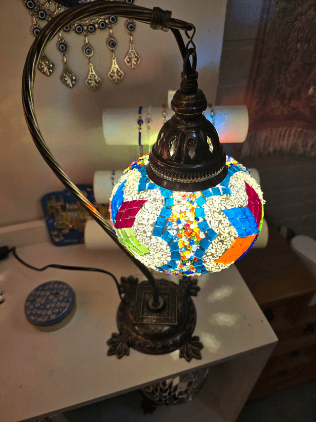 Large Mosaic Swanneck Table Lamp