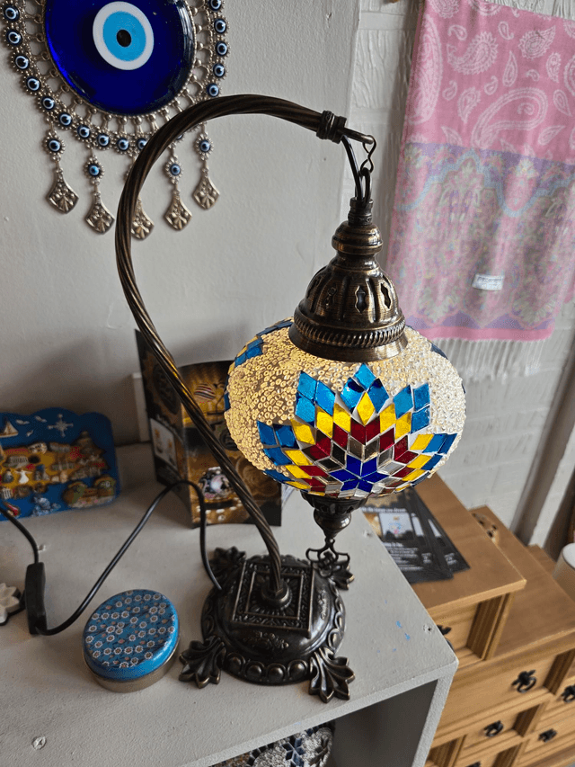 Large Mosaic Swanneck Table Lamp