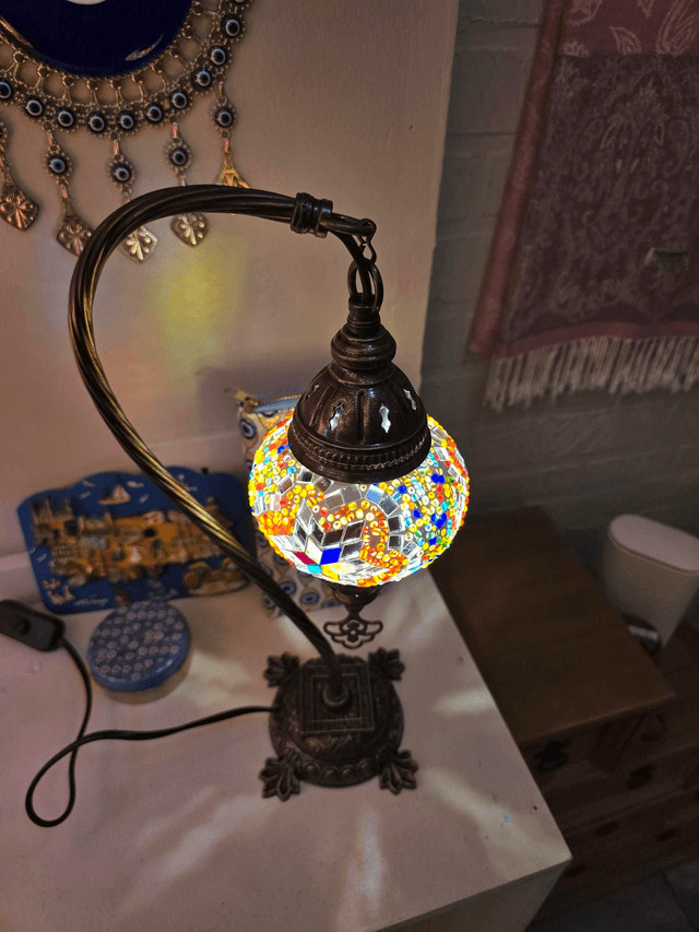 Small Mosaic Swanneck Table Lamp