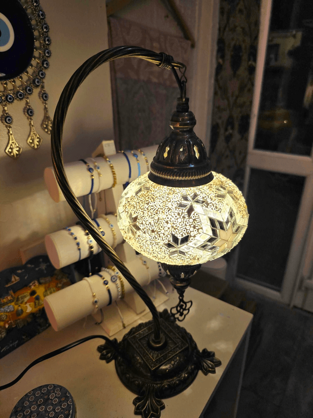 Large Mosaic Swanneck Table Lamp
