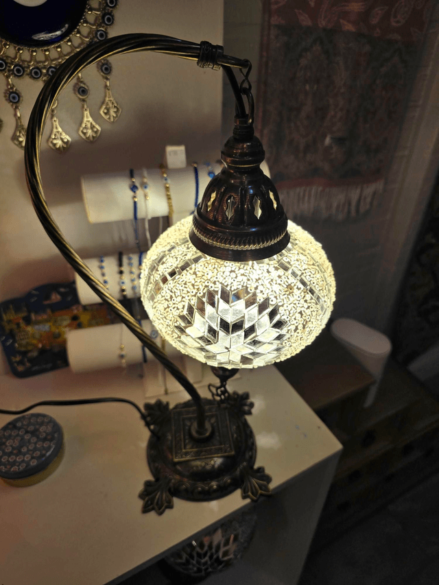 Large Mosaic Swanneck Table Lamp