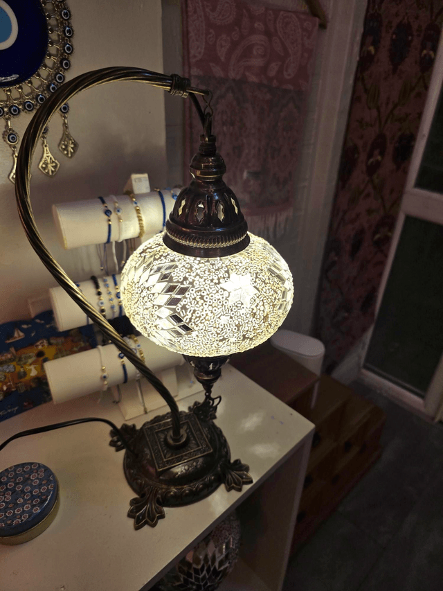 Large Mosaic Swanneck Table Lamp