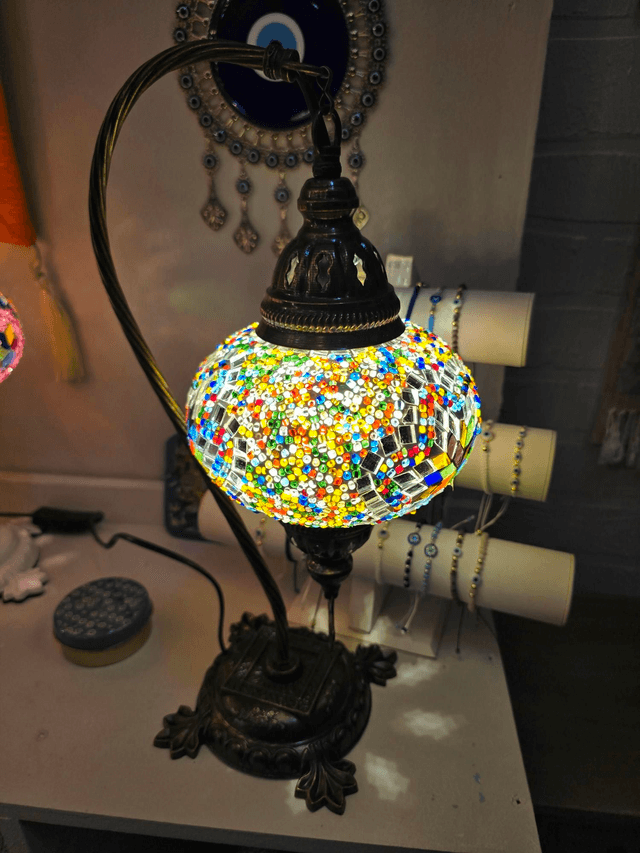 Large Mosaic Swanneck Table Lamp