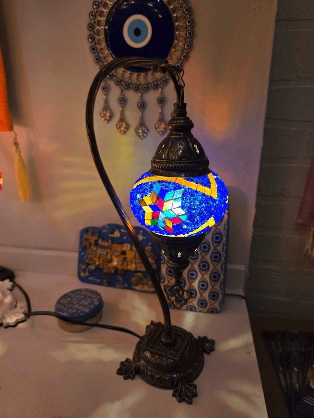 Small Mosaic Swanneck Table Lamp