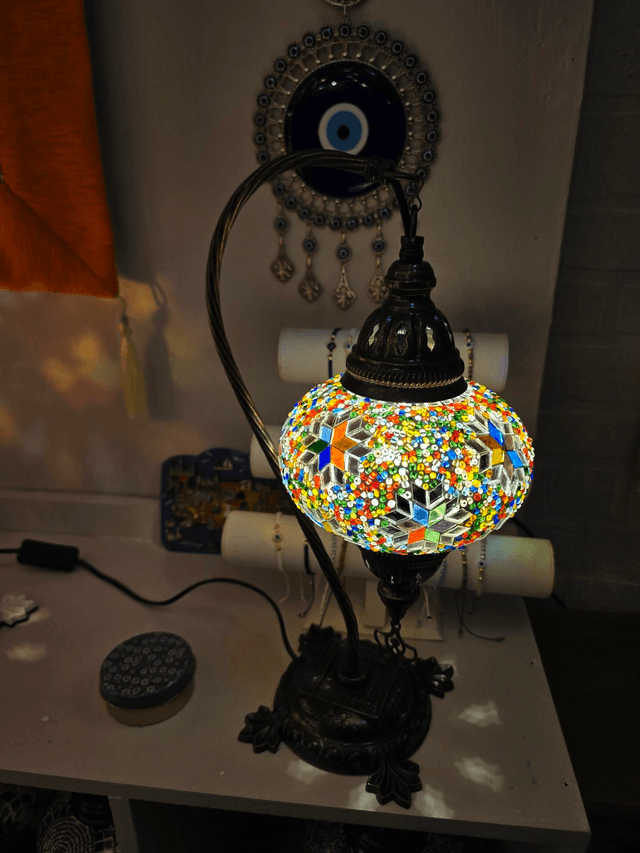 Large Mosaic Swanneck Table Lamp
