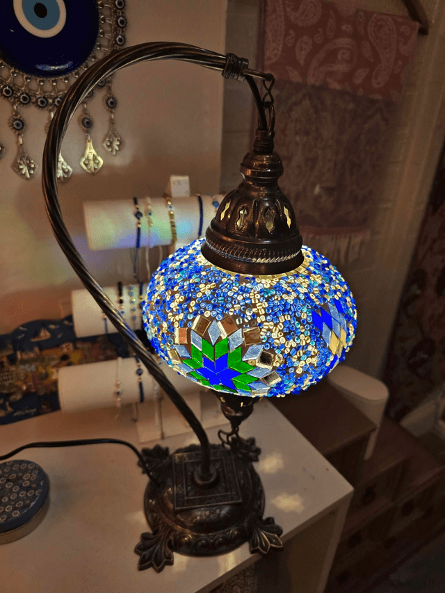 Large Mosaic Swanneck Table Lamp