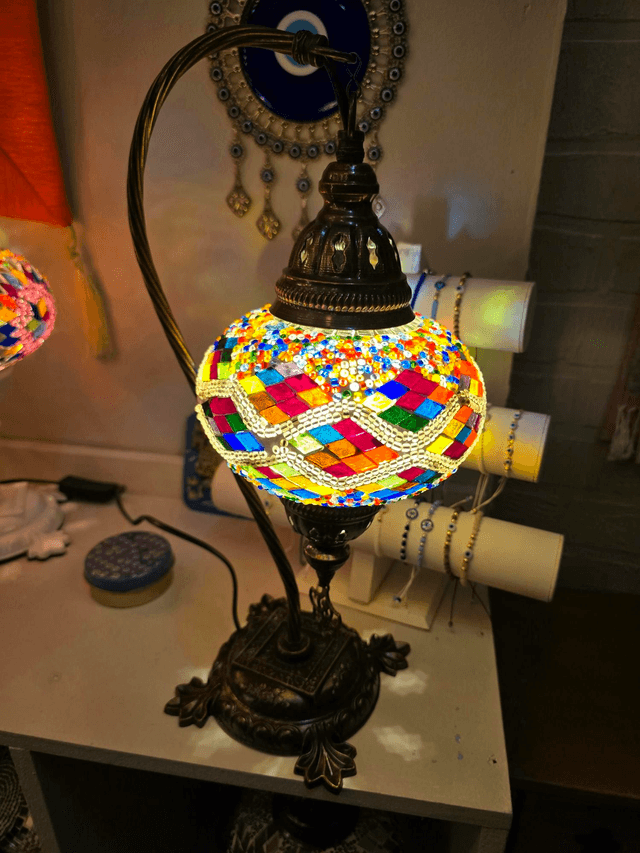 Large Mosaic Swanneck Table Lamp