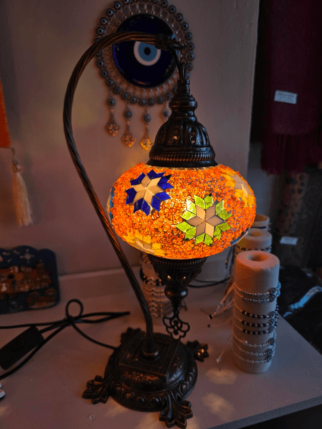 Large Mosaic Swanneck Table Lamp