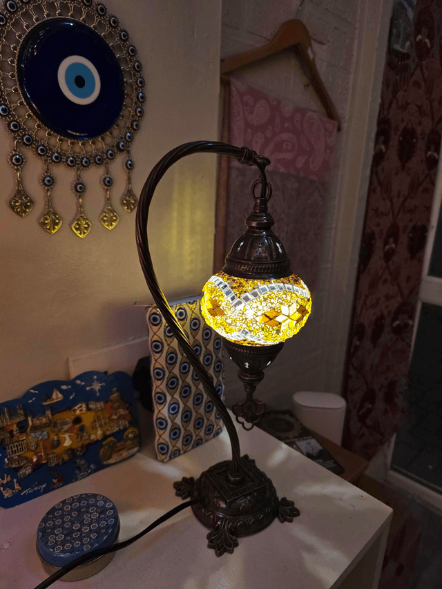 Small Mosaic Swanneck Table Lamp