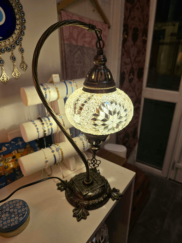 Large Mosaic Swanneck Table Lamp