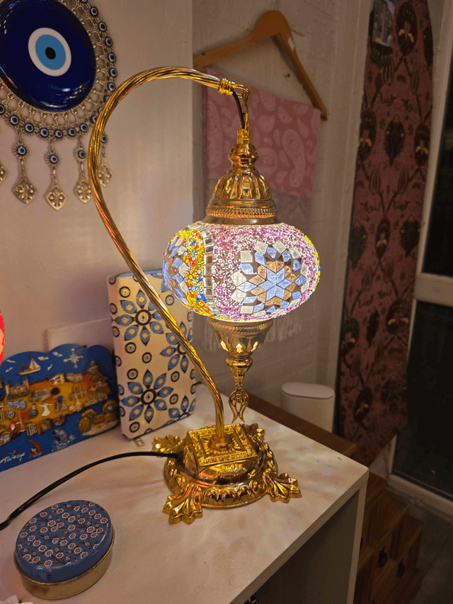 Large Mosaic Swanneck Table Lamp