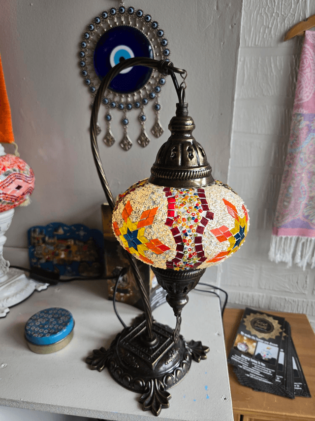Large Mosaic Swanneck Table Lamp