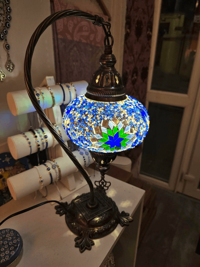 Large Mosaic Swanneck Table Lamp