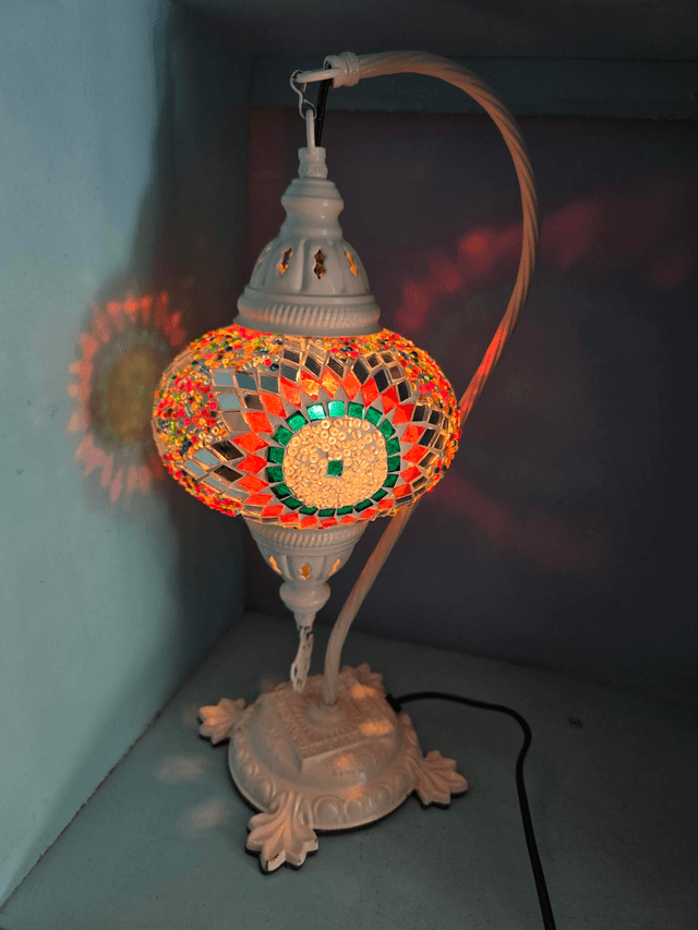 Large Mosaic Swanneck Table Lamp 