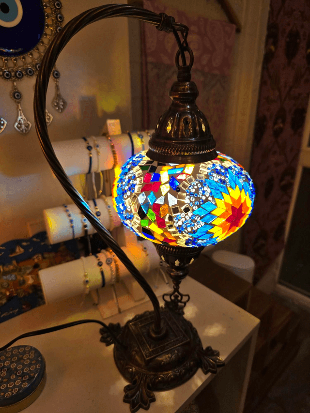 Large Mosaic Swanneck Table Lamp