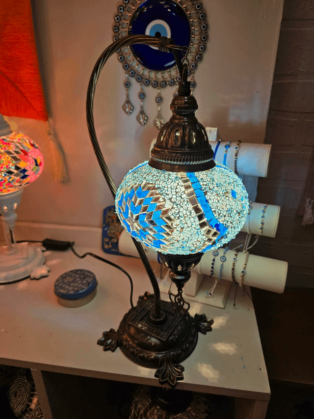 Large Mosaic Swanneck Table Lamp