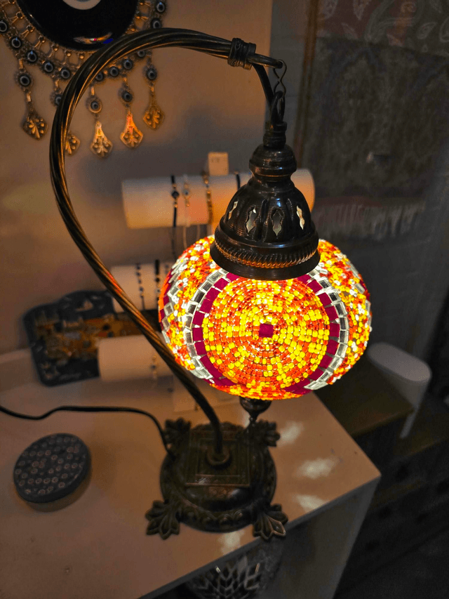 Large Mosaic Swanneck Table Lamp
