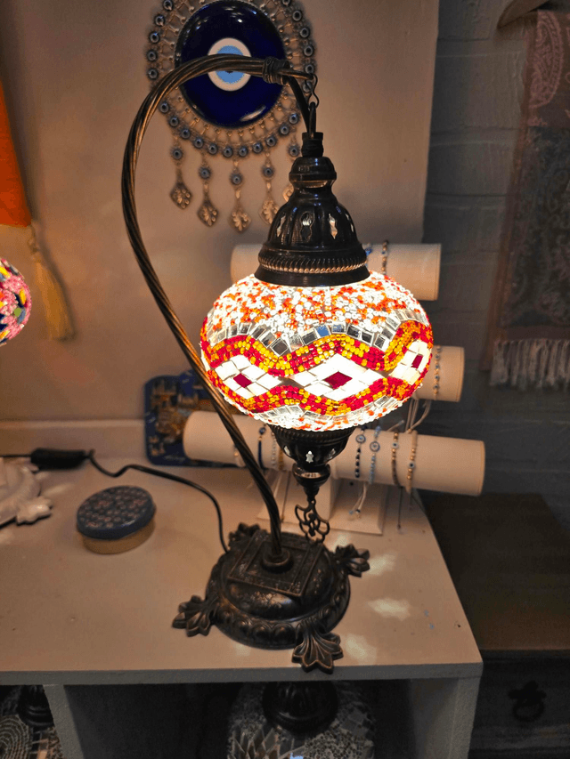 Large Mosaic Swanneck Table Lamp
