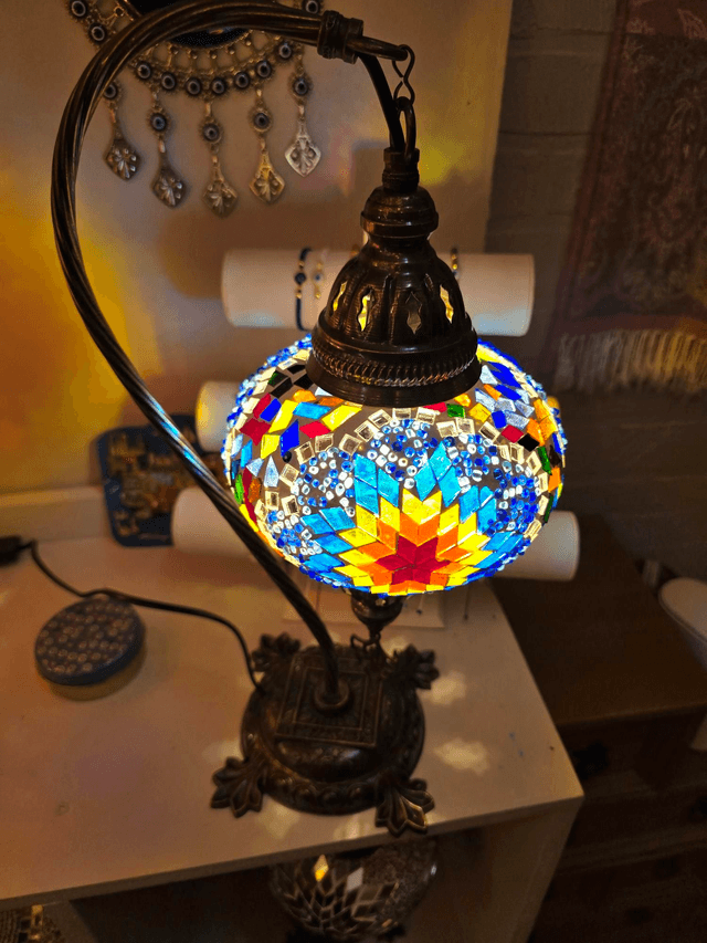 Large Mosaic Swanneck Table Lamp
