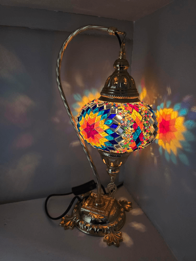 Large Mosaic Swanneck Table Lamp