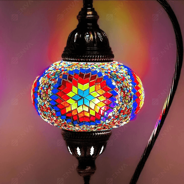 Large Mosaic Swanneck Table Lamp